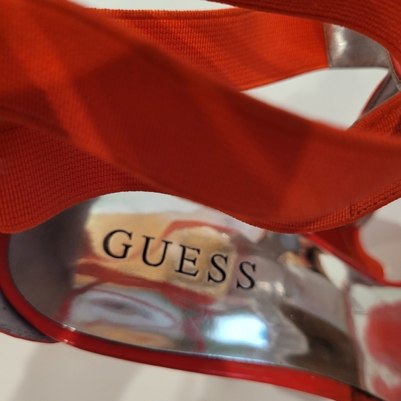 GUESS Red silhouette Shiny Sexy Strappy Women's Open-toed Heels 8 - Picture 4 of 7
